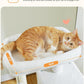 White Cat Tree for Indoor Cats, 45.7" Multi-Level Cat Tower with Large Metal Frame Hammock, Cat Condo with 4 Scratching Posts and Top Perch, White