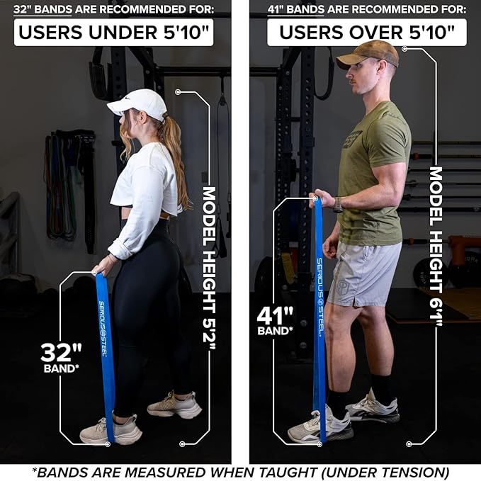 Serious Steel Fitness 32" Resistance Training Bands (Portable Exercise Band System Training Bands- Great for Individuals Under 5'10")