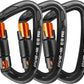Climbing Carabiner Clips 25kN Auto Locking Carabiner, Professional Heavy Duty Large Locking Carabiner Clips for Rock/Ice Climbing Rappelling Rescue Swing etc, D Shaped, Large Size