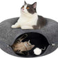 Pawise Peekaboo Cat Cave Donut Tunnel Bed, Cat Tunnel Bed,Bonus Separate Pom-Pom Bell Toy (Not Attached to Cave),Convertible Felt Cats Cave for Indoor Catty(Large)