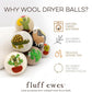 Fluff Ewes Wool Dryer Balls 6 Pack Premium New Zealand Wool Laundry Balls for Dryer, No Static Dryer Balls Laundry Reusable, XL Wool Dryer Balls Cute, Baby Dryer Balls for Dryers - Kiss My Cactus