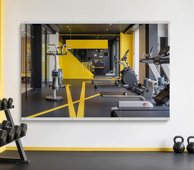 Home Gym Mirror - 48x24 Inch, 3PCS Frameless Tempered Glass Full Body Mirror for Wall Mount - Ideal for Yoga, Workout, Bedroom, Dance Studio (Silver)