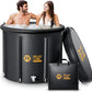 Ice Bath Tub for Athletes, 116 Gal XL Cold Plunge Tub for Recovery and Cold Water Therapy, Portable Multiple Layered Ice Pod Barrel for Outdoor, Inflatable Icebath Tub at Home, Pure Black