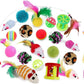 32Pcs Cat Toys Kitten Interactive Pet Toys Assortments, Foldable Rainbow Tunnel, Teaser Wand Fluffy Mouse Crinkle Balls Bell Play for Puppy Kitty (3 way)