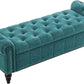 58’’ Storage Bench for Bedroom, Upholstered Button-Tufted Ottoman with Solid Wood Legs, Queen Size End of Bed Shoe Cabinet, Window Seat Foot Rest Stool for Entryway, Living Room (Teal)