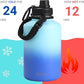 DRINCO Stainless Steel Water Bottle Spout Lid Vacuum Insulated Double Wall Water Bottle(64oz 40oz 32oz 22oz 18oz 14oz) Leak Proof Keep Cold Sport Camping Hiking (64 oz, 64oz Morning Sky Blue)