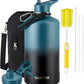 COKTIK 128 oz Insulated Water Bottle, Triple Wall Stainless Steel Flask, Keeps Drinks Cold for 48 Hrs Leak-Proof & BPA-Free Half Gallon Jug with Paracord Handle, Straw & Spout Lids(Indigo Black)