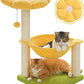 28" Flower Cat Tree Cute with Flower Top Perch, Large Hammock for Indoor Small Cats, Small Cat Tower with Cute Scratching Post and Fur Toy Ball for Kittens, Yellow