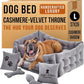 Luxury Dog Bed Chesterfield – Handcrafted Velvet Throne for Dogs | Joint Support, Calming & Temp-Regulating Comfort | Durable 5+ Years, Anti-Claw, Washable 100+ Times – L, Gray