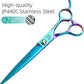 Fenice Peak 7.5'' Green Straight Dog Grooming Scissors Pet Shears with Ergonomic Offest Handle and Simulated Emerald Screw 440C Grooming Scissors Trimming Shears Durable and Sharp