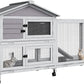 Rabbit Hutch 2-Tier, Small Wooden Chicken Coop with Wheels for Outdoor Use - Weatherproof Small Animal Hutch with Non-Slip Ramp, 4 Access Doors & Removable Tray for Rabbits, Guinea Pigs, Ferrets