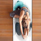 QiyI Yoga Towel with Travel Bag, Microfiber Mat-Sized Hot Yoga Towels, Non Slip Blanket with Corner Pockets, Quick Dry Mat Towel for Bikram, Pilates, Fitness - 70"x26", Pebbles & Blue White Flowers