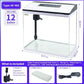 Glass Aquarium Fish Tank Starter Kit with Temperature and Time Display for Betta Fish Featuring Crystal Clear 360° Viewing, Eco-Cycle Filtration, Air Pump 12 Gallon