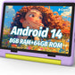 Kids Tablet, Android 14 Tablet for Kids 10 inch Octa-Core with Case, 64GB 1TB TF Card Expandable for Toddler Children, Parental Control, Dual Camera, WiFi,Gift