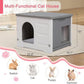 Rockever Plastic Cat House Outdoor with Escape Door, Waterproof Feral Cat House Outdoor Indoor, Sturdy Cat House for Outdoor Cats with Cat Bed Mat, Assemble Easily-Grey