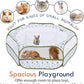 Pawaboo Small Animals Playpen, Waterproof Small Pet Cage Tent with Zippered Cover, Portable Outdoor Yard Fence with 3 Metal Rod for Chick/Kitten/Puppy/Guinea Pig/Rabbits/Hamster, Blue + White Flower