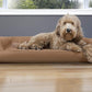 Furhaven Cooling Gel Dog Bed for Large/Medium Dogs w/ Removable Bolsters & Washable Cover, For Dogs Up to 55 lbs - Quilted Sofa - Toasted Brown, Large