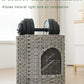 Cat House for Indoor Cat, Large Double Cat Houses Cat Bed Cave, Handwoven Rattan Pet Beds with One Soft Pad, 17 x 17 x 17 Inches Foldable Kitten Hideaway in Living Room Gray