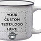 DISCOUNT PROMOS Custom Ceramic Campfire Coffee Mugs 13 oz. Set of 100, Personalized Bulk Pack - Perfect for Tea, Espresso, Cappuccino, Hot Cocoa - White