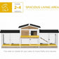 PawHut 90.5" Wooden Rabbit Hutch Bunny Cage Pet Playpen House Enclosure with Double Side Run Boxes, No Leak Tray, Ramp, for Rabbits, Chickens, Ducks, Guinea Pig and Small Animals, White