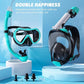 Full Face Snorkel Mask, Snorkeling Gear for Adults Men and Women, 180 Degrees Panoramic View Snorkel Set Anti-Fog Anti-Leak, Dry Top System and Travel Bag for Swimming, Snorkeling