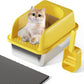 Stainless Steel Cat Litter Box with Lid, 20" L x 14.2" W x11.8 H, Large Cat Litter Box for Multiple Cats with High Sided, No-Leak & Stick, Easy to Clean, Includes Litter Mat & Multi Functional Scoop