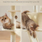 Feandrea Cat Tree, 66.1-Inch Large Cat Tower with 13 Scratching Posts, 2 Perches, 2 Caves, Basket, Hammock, Pompoms, Multi-Level Plush Cat Condo for Indoor Cats, Beige UPCT165M01