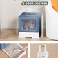 Enclosed Cat Litter Box, Large Litter Box for Big Cats, Covered Kitty Litter Boxes with Lid, Top Entry Cat Box Enclosure with Scoop, Odor Control, Easy to Clean(Blue)