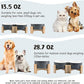 SPUNKYJUNKY 15° Slanted Ceramic Dog and Cat Bowl with Wooden Stand, Tilted Bulldog Food and Water Bowl No Slip Non-Spill for Cats Medium Dogs Big Face Pets 13.5 OZ (1.7 Cups, White-Grey × 2)
