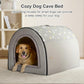 Jiupety 2 in 1 Dog House Indoor, Comfy Cave Bed Covered Dog Bed, Portable House for Large Dogs, 3XL(39"×32"×28"), Up to 90 Lb, Grey