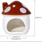 Ceramic Mushroom Hamster Hideout - Hamster Habitat for Hamsters Chinchillas Hedgehogs and Gerbils Mouse Small Pet Guinea Pigs House Hamster Bed (Brown)