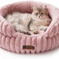 MEWOOFUN Cat Beds for Indoor Cats, Washable Dog Bed for Small Dogs, Round Pet Bed for Puppies and Kittens (Pink, 20"x20"x8")
