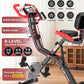 pooboo Folding Exercise Bike, Foldable Upright Stationary Bike, Indoor Cycling Magnetic X-Bike with 8-Level Adjustable Resistance, 6.6 LBS Flywheel, 300LB Capacity, Bottle Holder & Back Support Cushion for Home Gym