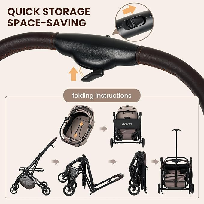 Pet Stroller for Small and medlium Dogs, Dog, Cat, Foldable carts, Carrier, One-Hand Automatic Folding, Puppy Stroller, Detachble Carrier (Nimbus Grey)