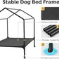 Veehoo 29" Dog House, 2-in-1 Small Dog House Outdoor Indoor Weatherproof, Outside Elevated Dog Cot Bed Dog Tent Shade, Three-Sided Breathable Mesh Windows and Sunshades, CWC2435CP