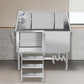 50" Dog Bathing Station, Professional Dog Washing Station Stainless Steel Dog Grooming Tub for Home,Equipped with Three Anti-Slip Steps, Removable Door, Pet Wash Station for Pet (50" Left ramp)