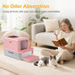 Stainless Steel Litter Box with Lid, 20L Metal Enclosed Litter Box for Big Cat, Flip-Top Design with Anti-Leakage High Sides, Large Cat Lovers Gifts (#2 Pink)