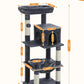Cat Tree for Indoor Cats, 45.7" Multi-Level Cat Tower with Large Metal Frame Hammock, Cat Condo with 4 Scratching Posts and Top Perch for Small Medium Cat, Dark Grey