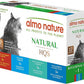 Almo Nature: HQS Natural Cat Pack 2 - (12) 2.47oz Can, Adult Cat Wet Canned Food - 3 Each: Atlantic Tuna, Mackerel, Trout & Tuna, Chicken & Shrimp