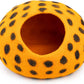 Woolygon Premium Felt Cat Cave Bed - Polka Dot Series - Wool Kitty Beds Handcrafted Kitten Caves Bed for Indoor Cats - Eco-Friendly Merino Wool, Foldable Cat Hideaway Cat Houses (Orange/Black Dots)