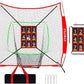 7x7 ft Baseball & Softball Practice Net with 9 Numbered Strike Zone | PRO Training Net for Hitting, Pitching & Batting | with Carry Bag, Bow Frame for All Ages & Skills