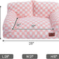 Hollypet Fluffy Plush Dog Cat Pet Couch Soft Calming Sofa Bed for Medium Small Cats and Dogs, Pink and White