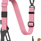 Pawaboo Dog Seatbelt for Car, 3-in-1 Dog Seat Belt Bungee, Shockproof Dogs Tether for Car with Buckle & Hook Latch, Adjustable Reflective Dogs Cars Harness Leash with 360° Lockable Buckle, Pink