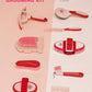 11PCS Horse Grooming Kit Curry Comb Sweat Scraper Horse Bathing Supplies Grooming Tools with Storage Bag Pink Garnet