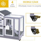 GEGURI Rabbit Hutch Indoor Rabbit Cage Outdoor, Wooden Bunny Cages for Guinea Pig with Wheels, Removable Tray, Ramp