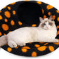 Woolygon Premium Felt Cat Cave Bed - Polka Dot Series - Wool Kitty Beds Handcrafted Kitten Caves Bed for Indoor Cats - Eco-Friendly Merino Wool, Foldable Cat Hideaway Cat Houses (Yellow/Black Dots)