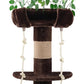 SHA CERLIN 55 Inches Cat Tree Tower with Leaves/Cozy Perches with Scratching Post for Indoor Kittens and Adults Cats/Sisal Rope and Simulated Lawn with Wide Base/Brown & Green