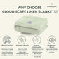 Cloud Scape Linen 100% Cotton Queen Size Blanket, Herringbone Pattern, Lightweight Summer Blanket,Best Gifts for Women, fits Full Size Bed, 92 x 92, Seafoam Green