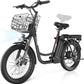 Caroma Electric Scooter with Seat, 48V Removable Battery E-Bike, Up to 30Miles&20MPH, 500/800/1200W Motor, 20" Fat Tire Adult Electric Bicycles for Commuting with Basket