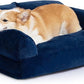 Hollypet Fluffy Plush Dog Cat Pet Couch Soft Calming Sofa Bed for Medium Small Cats and Dogs, Gray,28"x21"x10"